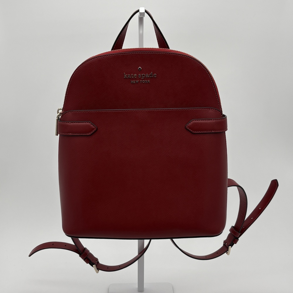 Kate Spade Staci Medium Dome Backpack Burgundy Saffiano Leather Red - Clean